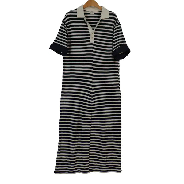 [BUNJANG] A.T. Corner Striped Knit Long Dress / a.t.corner 스트라이프 니트 롱원피스 프리 새상품 카라원피스