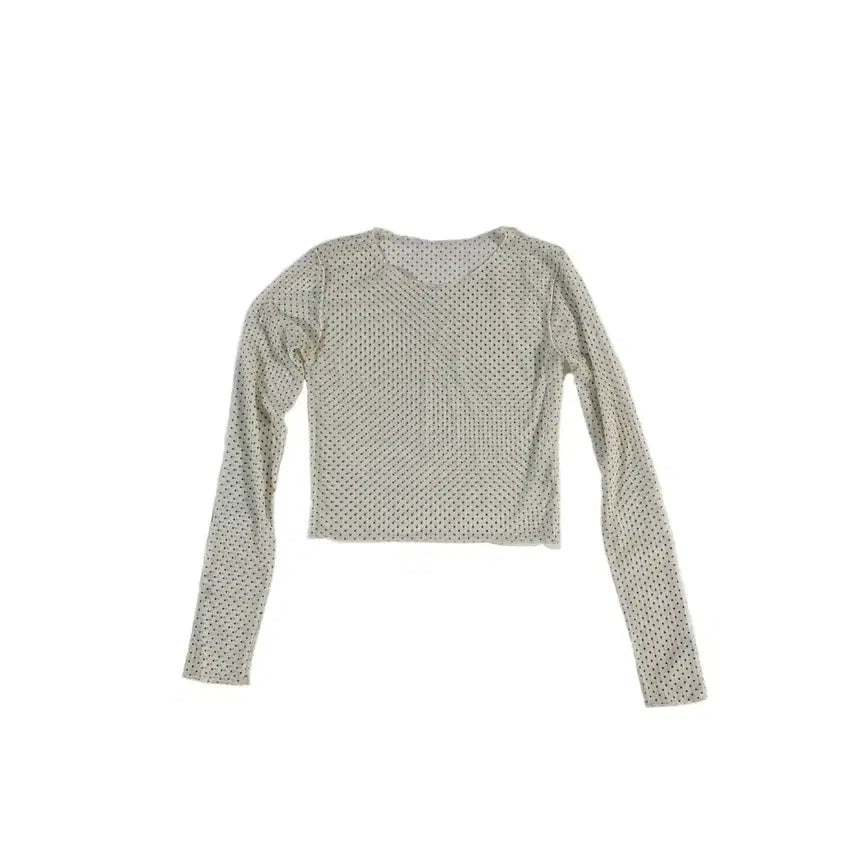 [BUNJANG] Dot See-through Long Sleeve Layering T-Shirt / 도트 시스루 레이어드용 긴팔티 빈티지 페미닌