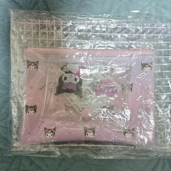 [BUNJANG] Sanrio Kuromi 3-Piece Pouch Set with 4 Stickers / 쿠로미 3중 파우치 + 스티커 4종