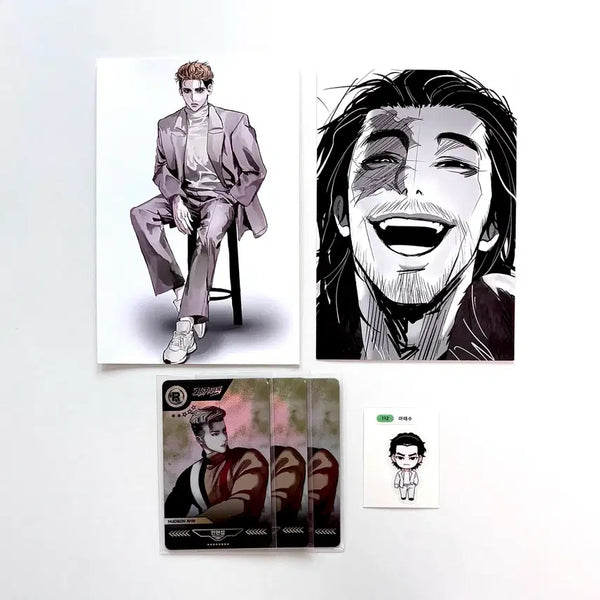 [BUNJANG] Lookism Taesoo Ma Tteubseal Set - Official & Unofficial Postcards / 외모지상주의 외지주 마태수 띠부씰 안현성 등급 포토카드 비공식, 공식 엽서 일괄