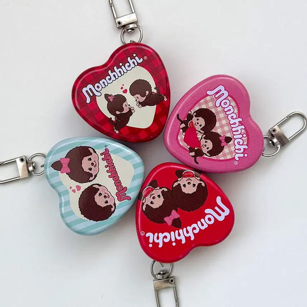 [BUNJANG] Monchhichi Heart Tin Case Keyring / [미사용] 몬치치 하트 틴케이스 키링