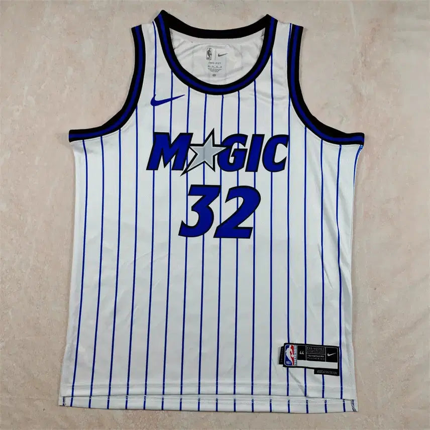[BUNJANG] NBA Basketball Jersey - Magic Johnson #32 - White Stripe / NBA 농구복 2026년형 매직넘버32호 화이트스트라이프 핫프레스
