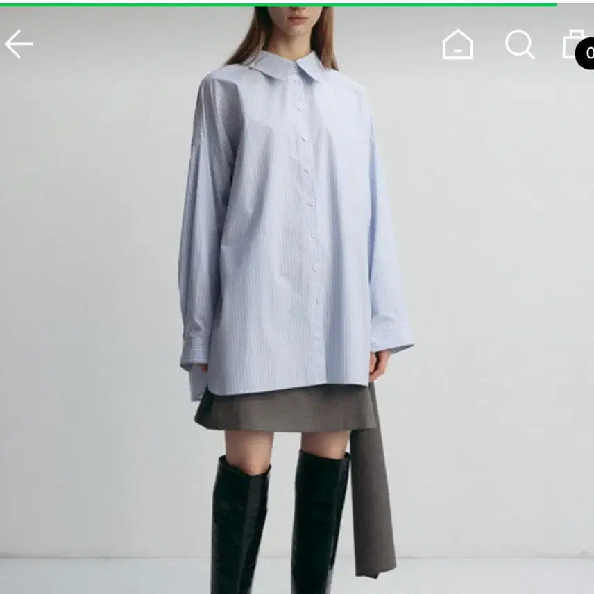 [BUNJANG] Leha Oversized Cotton Shirt Blue Stripe / 레하 오버사이즈 코튼 셔츠 블루 스트라이트