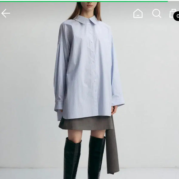 [BUNJANG] Leha Oversized Cotton Shirt Blue Stripe / 레하 오버사이즈 코튼 셔츠 블루 스트라이트