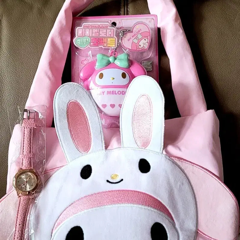 [BUNJANG] Sanrio My Melody Crossbody Bag Bundle Set / 산리오 정품 마이멜로디 크로스백+마멜 손목시계+마멜 컴팩트 일괄(새상품)
