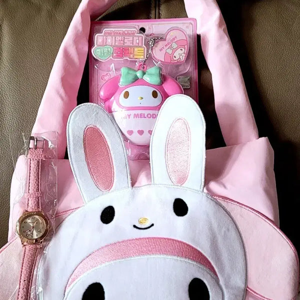 [BUNJANG] Sanrio My Melody Crossbody Bag Bundle Set / 산리오 정품 마이멜로디 크로스백+마멜 손목시계+마멜 컴팩트 일괄(새상품)