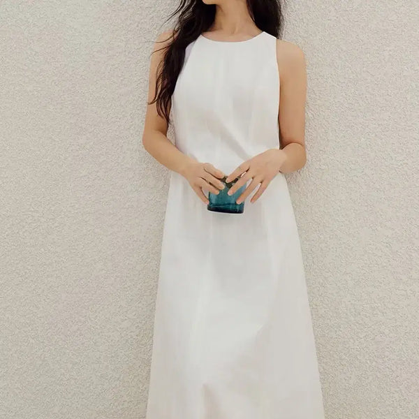 [BUNJANG] White Vintage Dress with Waistline Emphasis / 화이트 원피스 빈티지 허리 라인 강조 산뜻하고 통기성 좋은