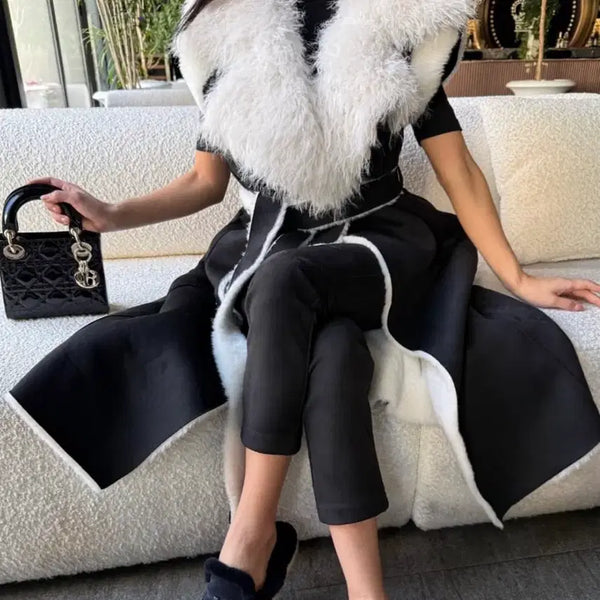 [BUNJANG] Faux Fur Long Mustang Jacket / 페이크퍼 롱 무스탕