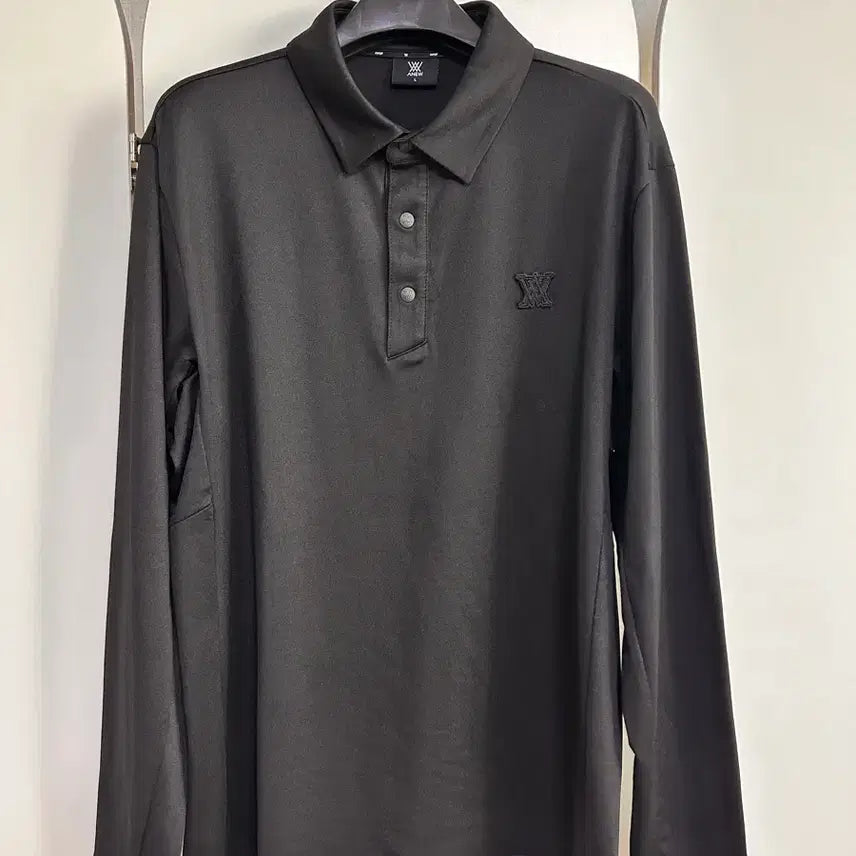 [BUNJANG] Anew Golf Black Long Sleeve Polo Shirt L / 어뉴 블랙 롱슬리브 골프 폴로셔츠  한번착용 L