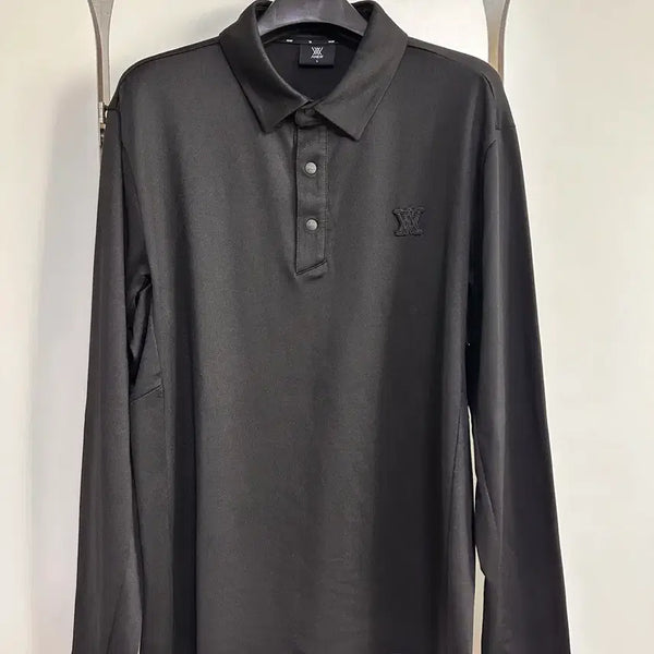 [BUNJANG] Anew Golf Black Long Sleeve Polo Shirt L / 어뉴 블랙 롱슬리브 골프 폴로셔츠  한번착용 L