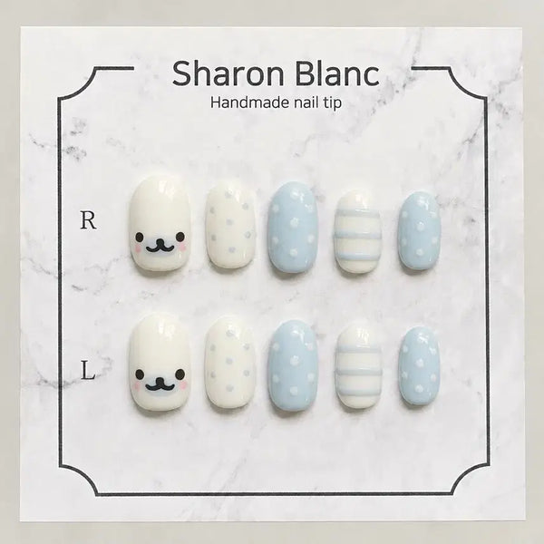 [BUNJANG] Sharon Blanc Custom Nail Tips Set (15 Shapes Available) / 마메고마 네일팁 / 15종 쉐입