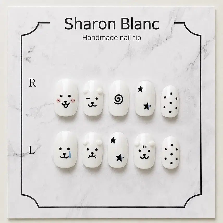 [BUNJANG] Sharon Blanc Nail Tips - 15 Shapes / 농담곰 네일팁 / 15종 쉐입