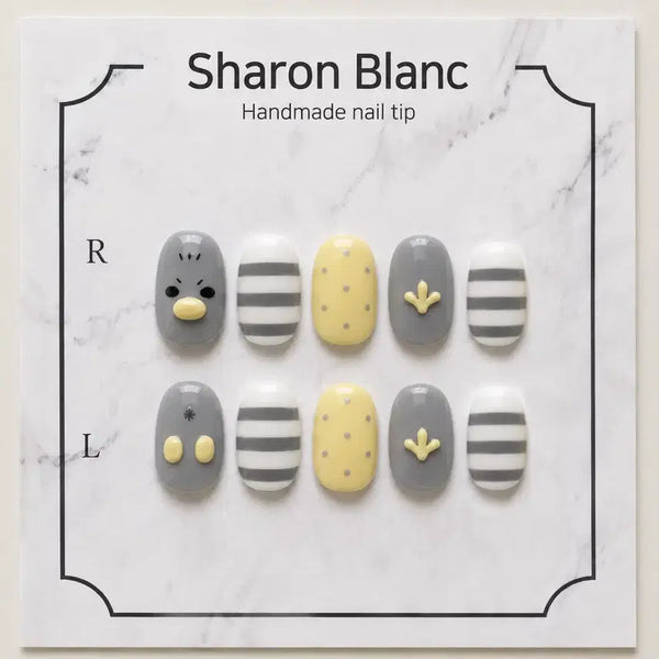 [BUNJANG] Sharon Blanc Custom Press-On Nail Tips (15 Shapes) / 안녕자두야 꼬꼬 네일팁 / 15종 쉐입