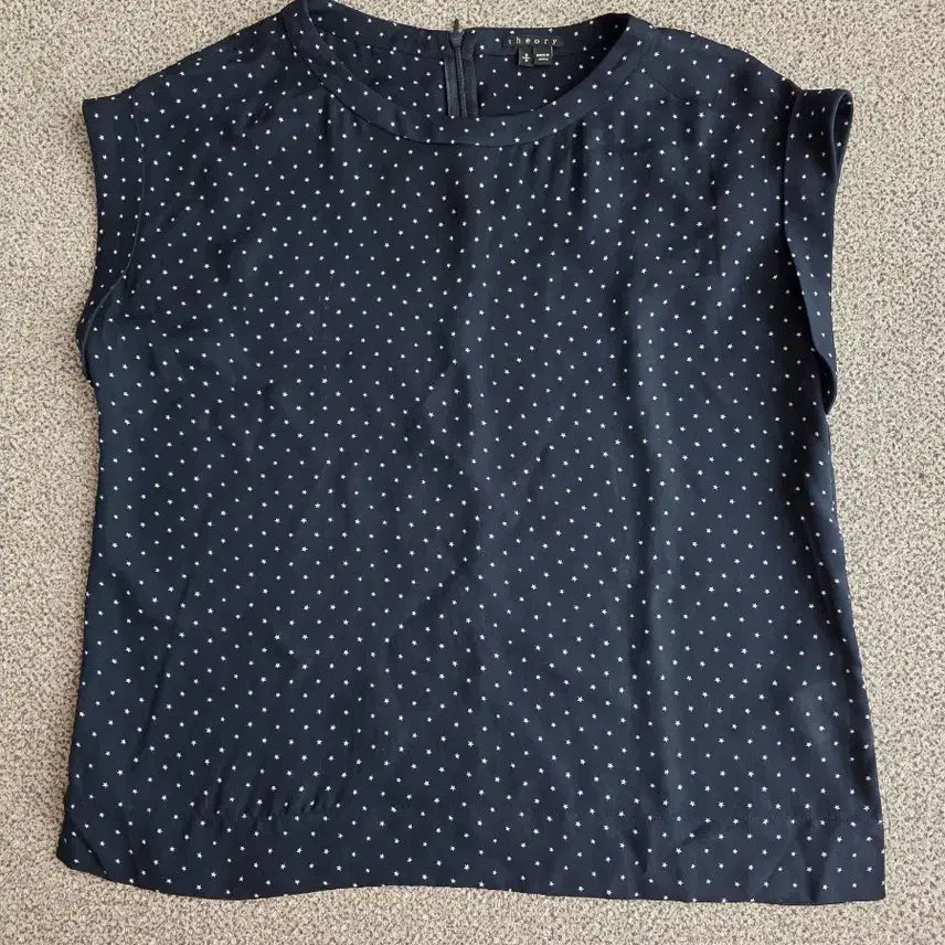 [BUNJANG] Theory Navy Star Pattern Silk Blouse / 띠어리 네이비 컬러 스타 패턴 실크 블라우스