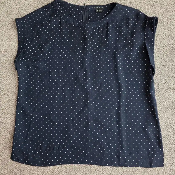 [BUNJANG] Theory Navy Star Pattern Silk Blouse / 띠어리 네이비 컬러 스타 패턴 실크 블라우스
