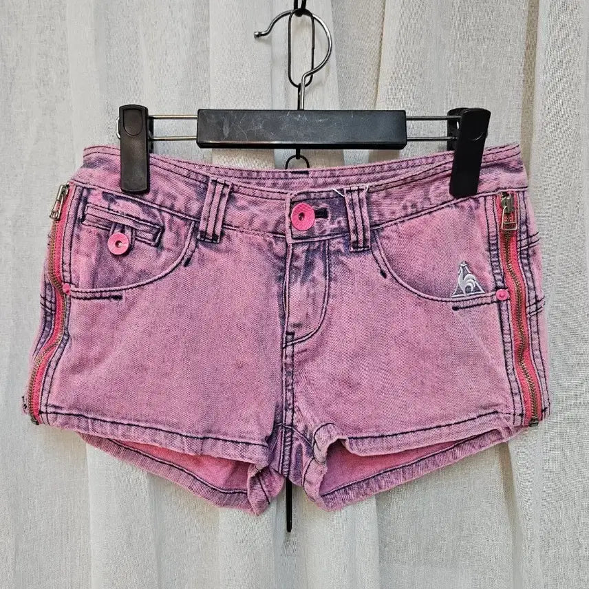 [BUNJANG] Le Coq Sportif Pink Denim Shorts / 르꼬끄 핑크 데님 숏팬츠