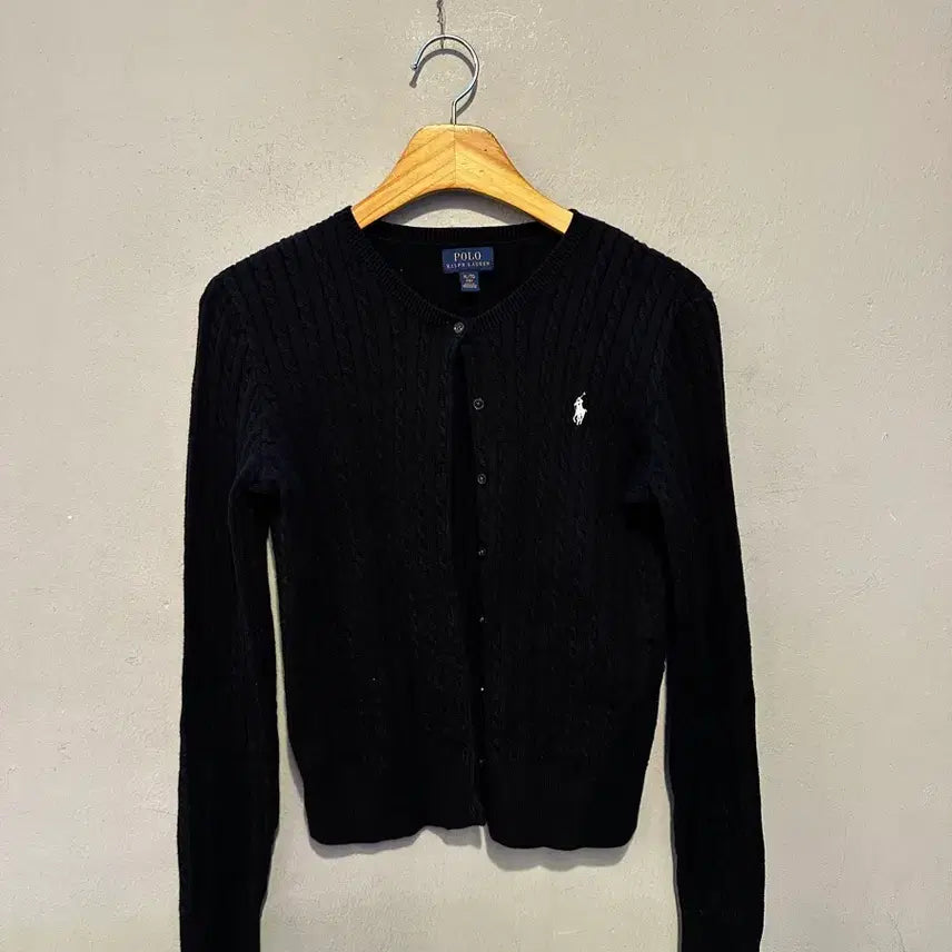 [BUNJANG] Polo Ralph Lauren Black Cable Knit Cardigan / 폴로 랄프로렌 블랙 케이블 가디건