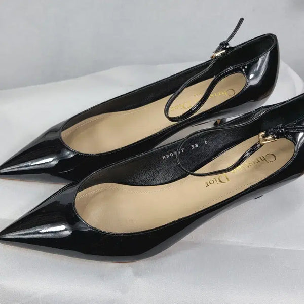 [BUNJANG] Dior Black Enamel Strap Heels / 디올 블랙 에나멜 스트랩 힐
