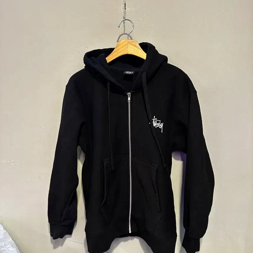 [BUNJANG] Stussy Heavyweight Basic Logo Hoodie Black Size S / 스투시 헤비스웻 베이직 로고 블랙 후드집업