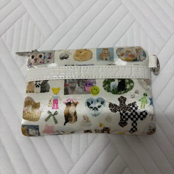[BUNJANG] Unsteady Market Collage Mini Wallet Pouch White / 언스테디마켓 콜라쥬 미니지갑 파우치 화이트
