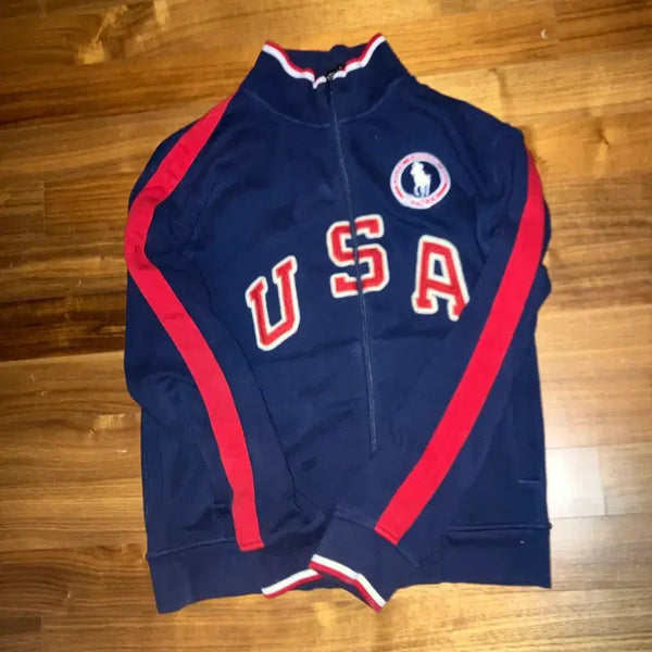 [BUNJANG] Polo Ralph Lauren Big Pony USA Track Top - Navy/Red / 폴로 빅포니 USA 트랙탑 네이비 레드