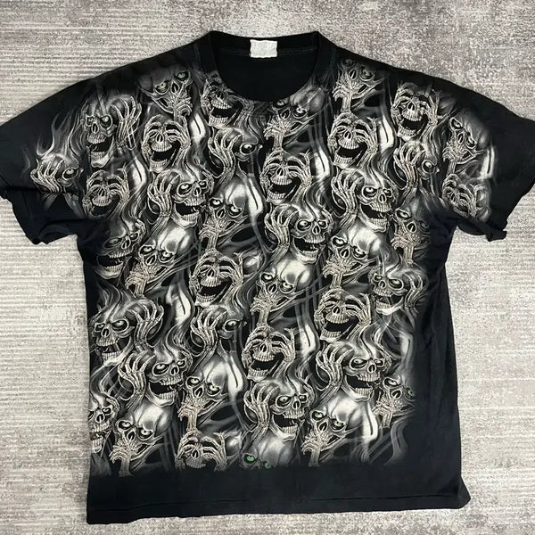 [BUNJANG] 90s USA Vintage Skull Printing T-Shirt / 90s USA vtg 스컬프린팅 T