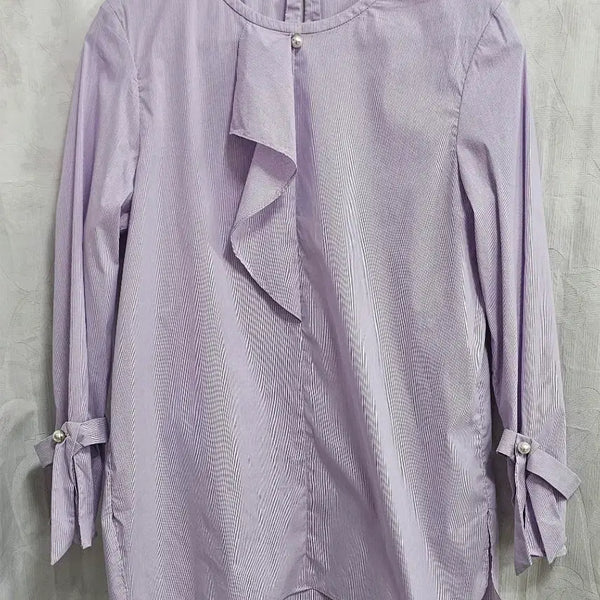 [BUNJANG] Olivia Hassler Ruffle Stripe Blouse / 올리비아하슬러 러플 스트라이프 블라우스