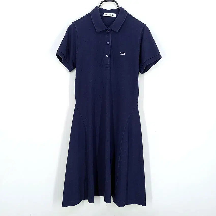 [BUNJANG] Lacoste Women's Short Sleeve Midi Dress Navy / 라코스테 여성 여름 반팔미디원피스 네이비 (HU46256)