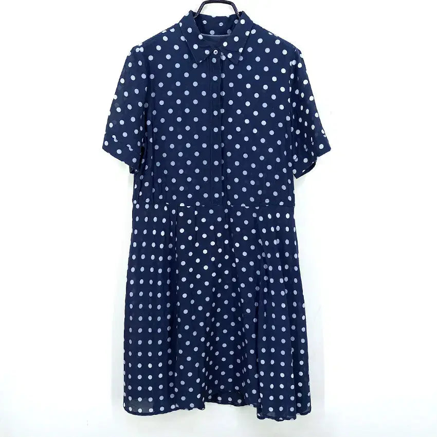 [BUNJANG] Beanpole Women's Summer Semi-Button See-through Short-Sleeve Dress Navy (HU46257) / 빈폴 여 여름 반버튼 시스루 얇은반팔원피스 네이비 (HU46257)