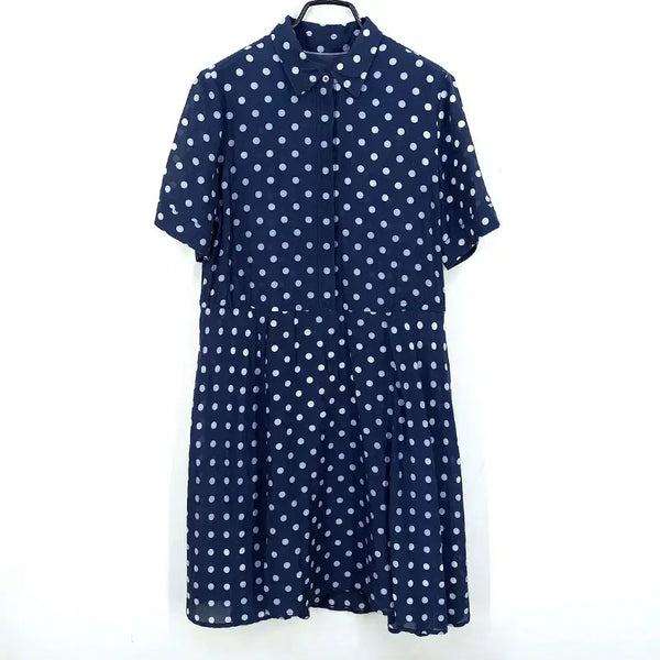 [BUNJANG] Beanpole Women's Summer Semi-Button See-through Short-Sleeve Dress Navy (HU46257) / 빈폴 여 여름 반버튼 시스루 얇은반팔원피스 네이비 (HU46257)