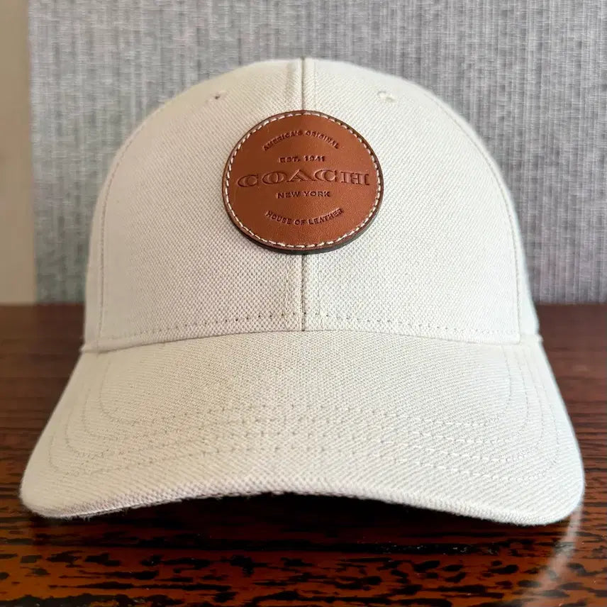 [BUNJANG] Coach Linen Blend Leather Logo Patch Ball Cap - Ivory/Cream / 코치 COACH 린넨 마 혼방 캔버스 가죽 로고 패치 볼캡 모자 아이보리 크림 야구 모자
