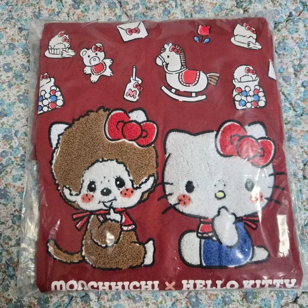 [BUNJANG] Monchhichi x Hello Kitty Collaboration T-Shirt (Red, L) / 몬치치 헬로키티 콜라보 반팔티(레드)