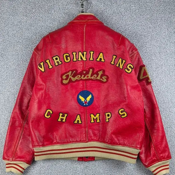 [BUNJANG] Avirex Varsity Leather Jacket Red Size S / 아비렉스 바시티 가죽 자켓 ( S ) / 13182