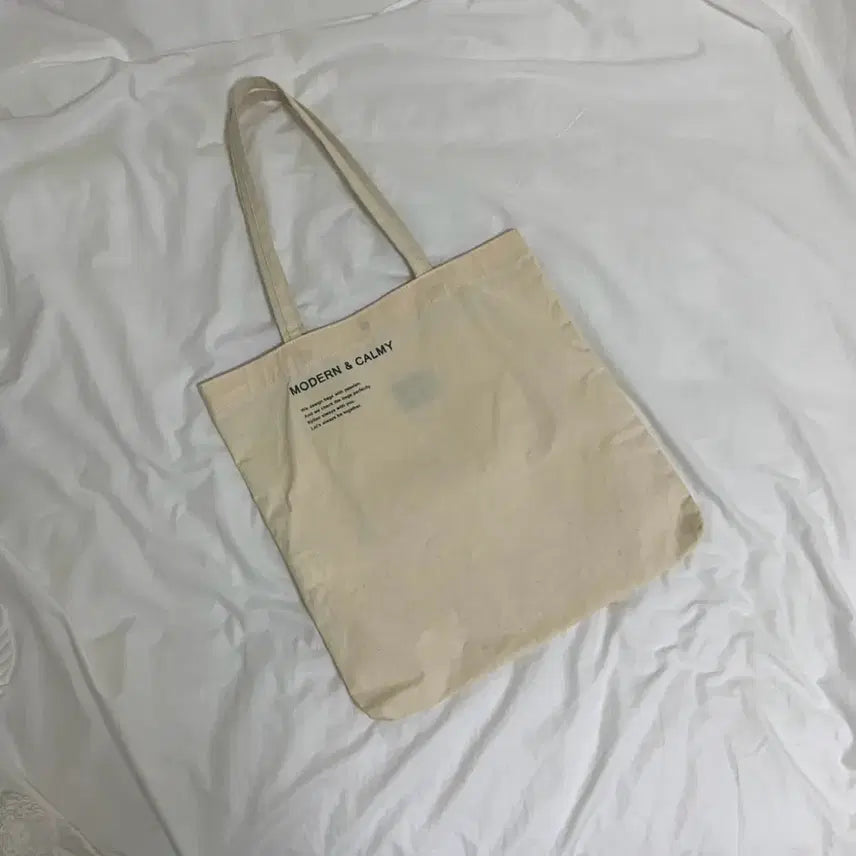 [BUNJANG] Canvas Tote Bag Shoulder Bag - Ivory / 캔버스 토트백 에코백 숄더백 아이보리