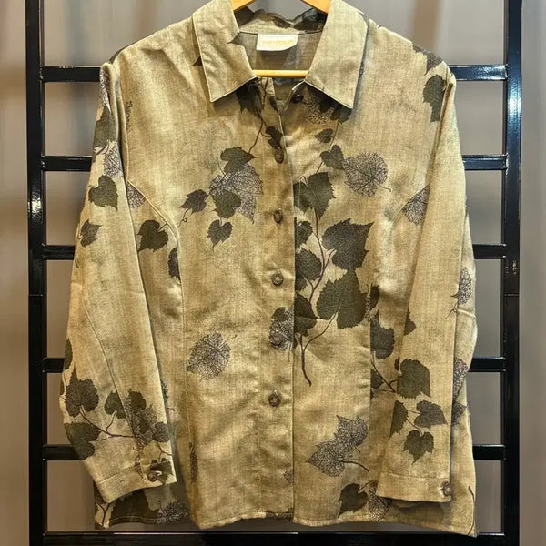 [BUNJANG] Geiger Collections 100% Wool Leaf Pattern Shirt Jacket (Size 42) / [사이즈 42] 가이거 컬렉션 울 100% 나뭇잎 패턴 셔츠 자켓 7.9
