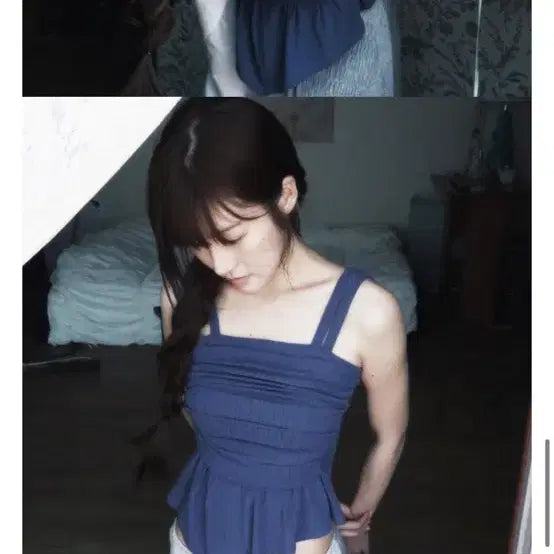 [BUNJANG] Sleeveless Top Blue XL / 한땀한땀 민소매 블루 XL