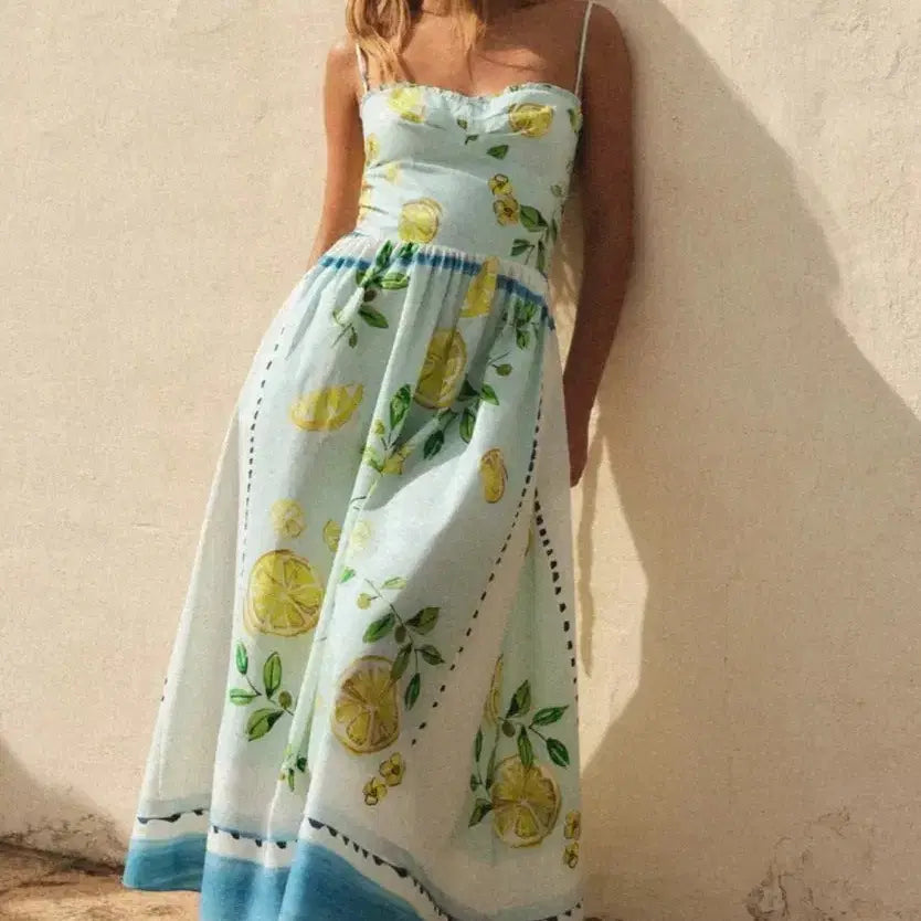 [BUNJANG] Zara Lemon Print Maxi Dress XS / 자라 레몬 원피스 xs사이즈(신혼여행,휴양지,휴가룩)