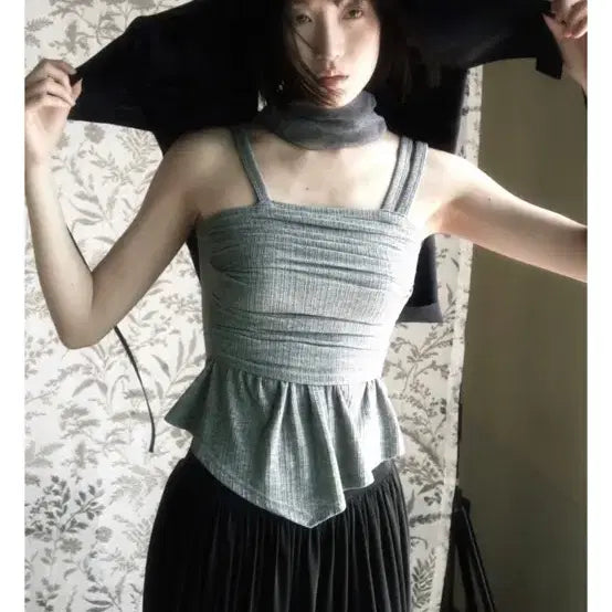 [BUNJANG] Sleeveless Top Gray L / 한땀한땀 민소매 그레이 L