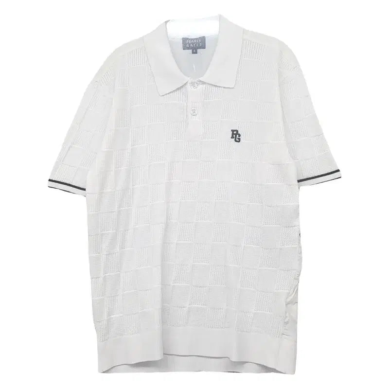 [BUNJANG] Pearly Gates White Golf Short-Sleeve Polo Shirt Size 5 / 파리게이츠 화이트 골프 반팔 카라티 5