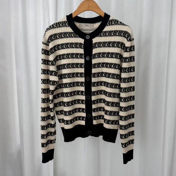[BUNJANG] Women's Striped Knit Cardigan (Free Size) / 여성 스트라이프 니트 가디건 프리사이즈