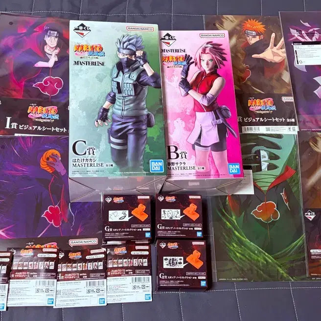 [BUNJANG] Naruto Ichiban Kuji B Prize Sakura & C Prize Kakashi Figures + 16 Goods Bundle Set (Sealed) / 미개봉)나루토 제일복권 B상 사쿠라+C상 카카시+굿즈16종 일괄판매