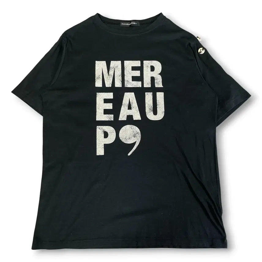 [BUNJANG] Merci Beaucoup Big Logo Button Detail Oversized Short Sleeve T-Shirt M / 메르시보꾸 빅 로고 단추 포인트 오버핏 반팔 M