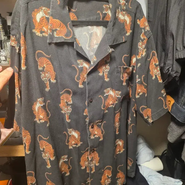 [BUNJANG] Outstanding Tiger Hawaiian Open Shirt / Outstanding 아웃스탠딩 타이거 하와이안 오픈셔츠 42