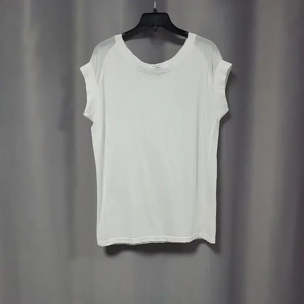 [BUNJANG] Sheer Shoulder Cotton T-Shirt / 어깨 쉬폰  면티