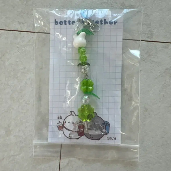 [BUNJANG] Handmade Four-Leaf Clover Beaded Keyring / 직접만든 네잎클로버 비즈키링