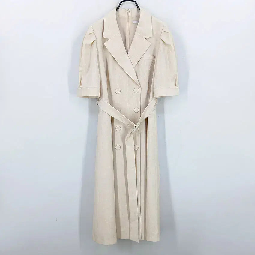 [BUNJANG] Kenneth Lady Summer Short Sleeve Button Detail Dress Beige / 케네스레이디 여름 버튼장식 반팔원피스 베이지 (HU46262)
