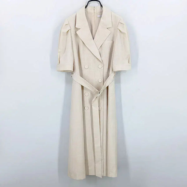 [BUNJANG] Kenneth Lady Summer Short Sleeve Button Detail Dress Beige / 케네스레이디 여름 버튼장식 반팔원피스 베이지 (HU46262)