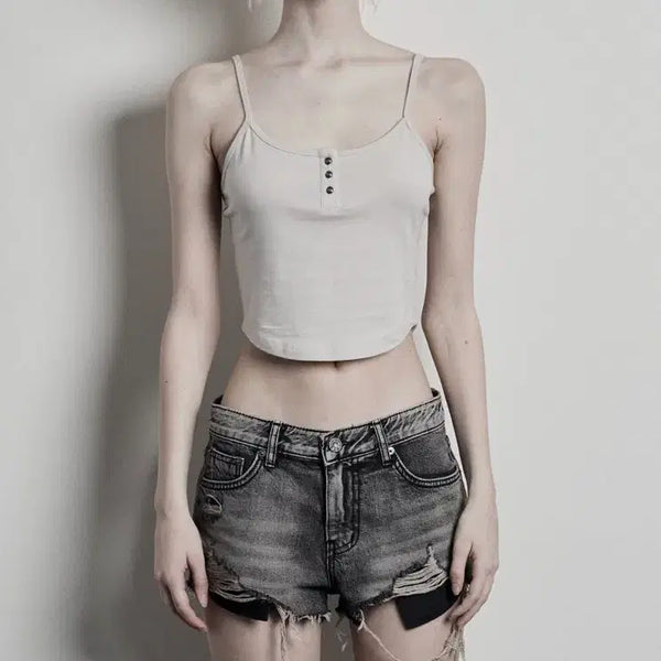 [BUNJANG] Bohemian Seoul Soft Button Sleeveless Beige / 보헤미안서울 소프트 버튼 슬리브리스 베이지