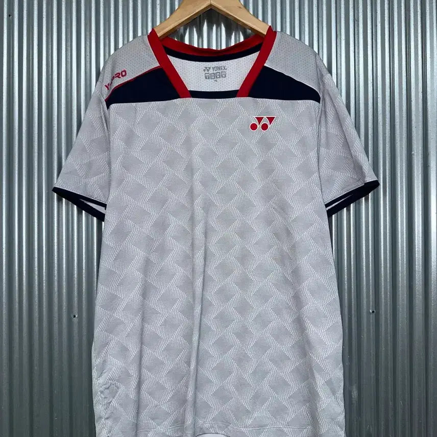 [BUNJANG] YONEX Pattern Color-Blocked Performance Short Sleeve T-Shirt - White (Size 95) / [95] 요넥스 패턴 배색 기능성 반팔 티셔츠 화이트