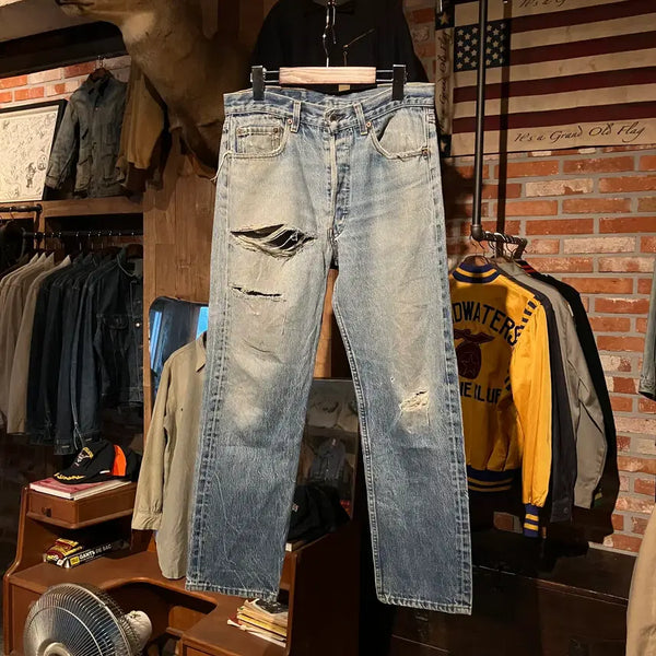 [BUNJANG] Vintage 80s USA Levi's 501 Distressed Denim Pants / 80s USA 빈티지 리바이스 501 데미지 데님 팬츠